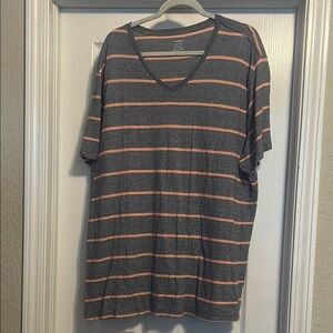 Goodfellow & Co Men's Charcoal and Peach Striped V-Neck Tee